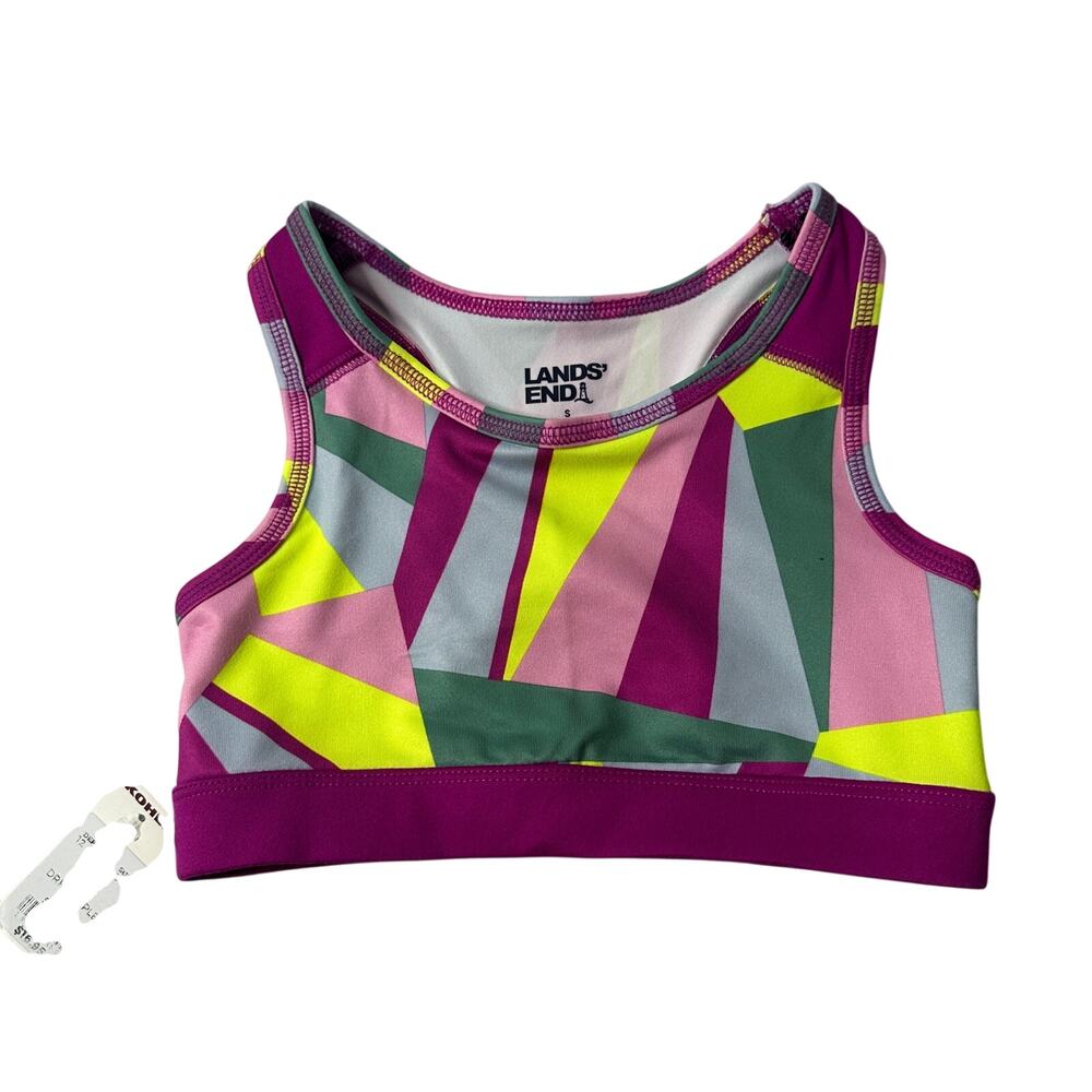 Y2K Neon Geometric Sports Bra | Colorblock Athleisure Active Top